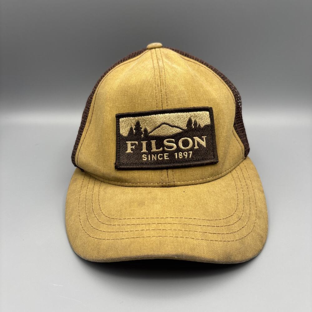 Filson Logger Mesh Cap Dark Tan Embroidered Patch
